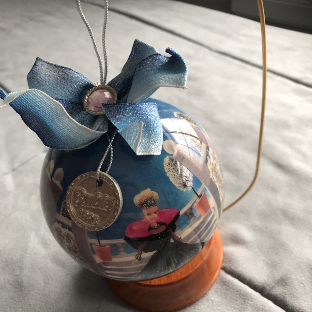 1998 Holiday Barbie Ornament on stand